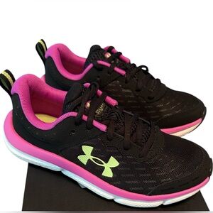 Under Armour Big Girls 5Y Sneakers Running Shoes Black Pink UA GGS Assert 10 NEW